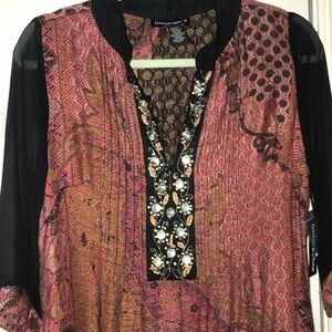 Biographie size Medium dress new with tags sheer sleeves embellishments on chest